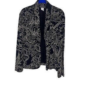 Vintage Floral Embroidery Jacket PL Black Old Money Classic Preppy Boho Western